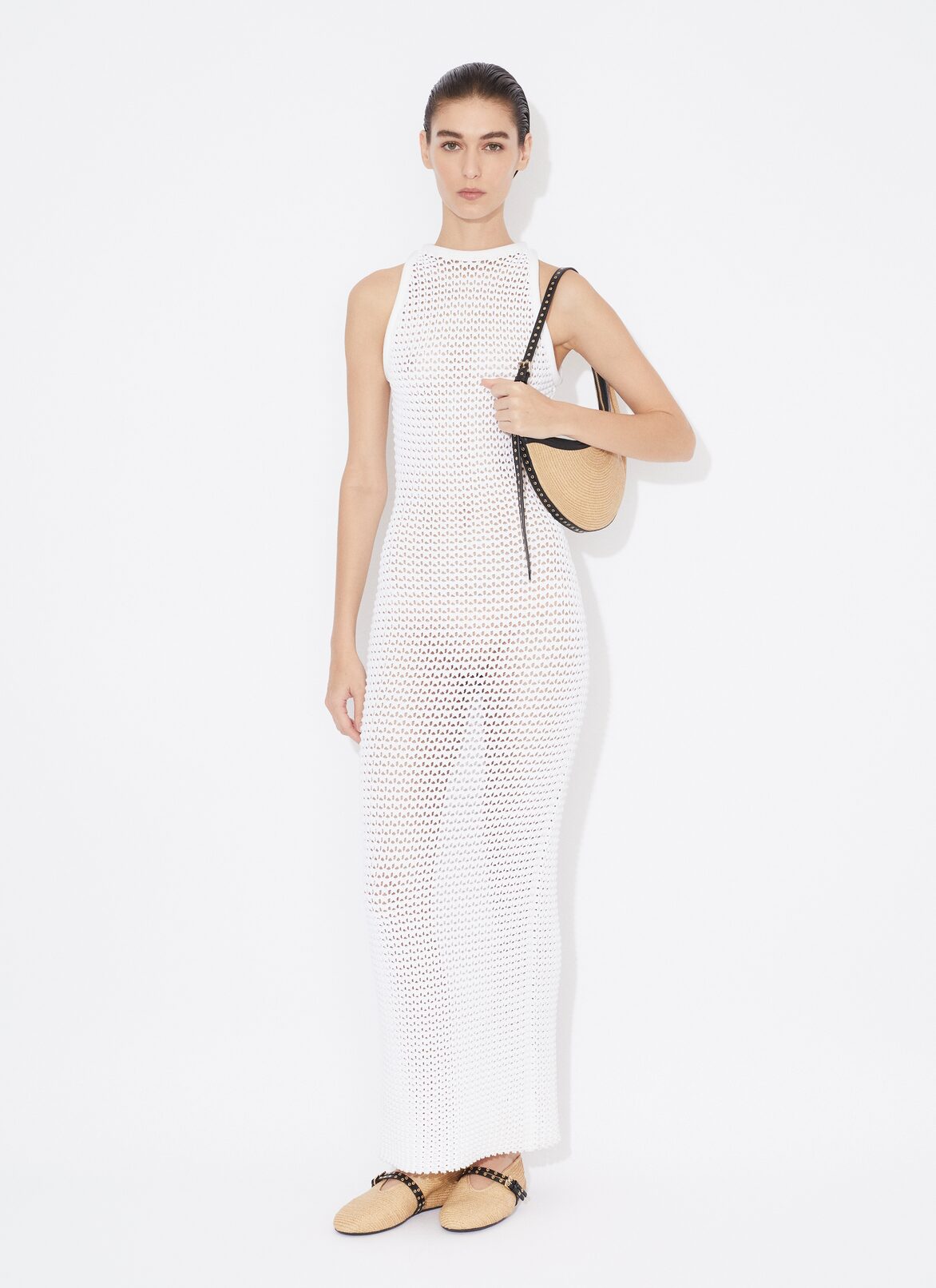 WAFFLE KNIT TUBE DRESS ALAÏA WHITE WAFFLE KNIT TUBE DRESS